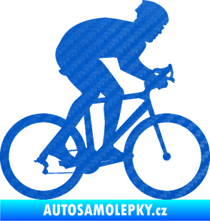 Samolepka Cyklista 008 pravá 3D karbon modrý