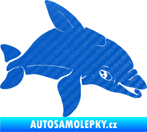 Samolepka Delfín 003 pravá 3D karbon modrý