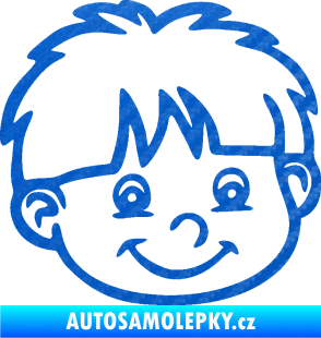 Samolepka Dítě v autě 036 pravá chlapec hlavička 3D karbon modrý