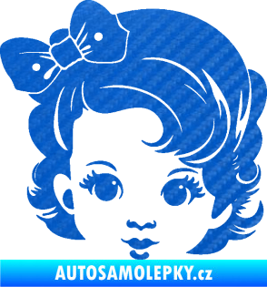 Samolepka Dítě v autě 110 levá holčička s mašlí 3D karbon modrý