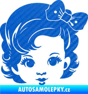 Samolepka Dítě v autě 110 pravá holčička s mašlí 3D karbon modrý