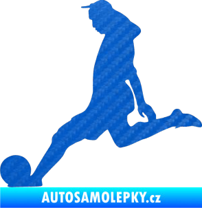 Samolepka Fotbalista 010 levá 3D karbon modrý