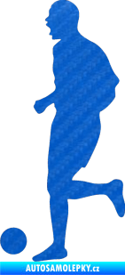 Samolepka Fotbalista 029 levá 3D karbon modrý
