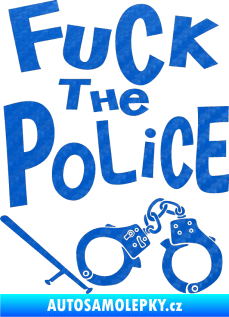 Samolepka Fuck the police 002 3D karbon modrý