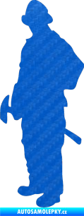 Samolepka Hasič 001 levá 3D karbon modrý