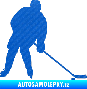 Samolepka Hokejista 005 pravá 3D karbon modrý