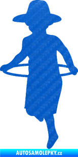 Samolepka Hula Hop 001 levá dítě s obručí 3D karbon modrý