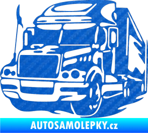 Samolepka Kamion 002 levá nákladní auto 3D karbon modrý