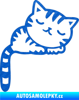 Samolepka Kočka 004 pravá 3D karbon modrý