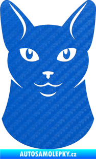 Samolepka Kočka 005 levá 3D karbon modrý