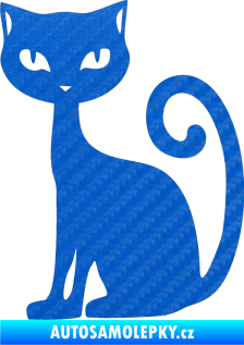 Samolepka Kočka 009 levá 3D karbon modrý