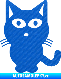 Samolepka Kočka 034 levá 3D karbon modrý