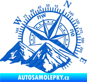 Samolepka Kompas 002 pravá hory 3D karbon modrý