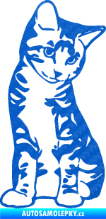 Samolepka Koťátko 006 pravá 3D karbon modrý