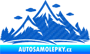 Samolepka Krajina hory 002 pravá 3D karbon modrý