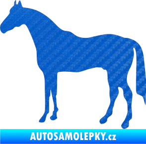 Samolepka Kůň 004 levá 3D karbon modrý