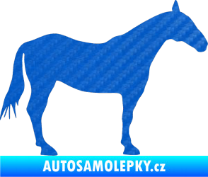Samolepka Kůň 005 pravá 3D karbon modrý