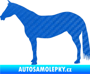Samolepka Kůň 007 levá 3D karbon modrý