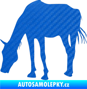 Samolepka Kůň 008 levá 3D karbon modrý
