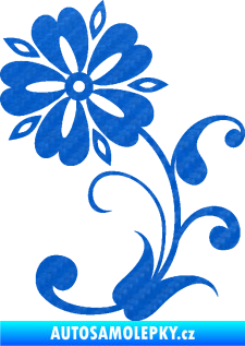 Samolepka Květina dekor 001 levá 3D karbon modrý
