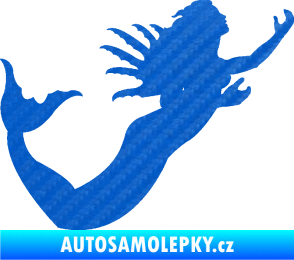 Samolepka Mořská panna pravá siréna 3D karbon modrý