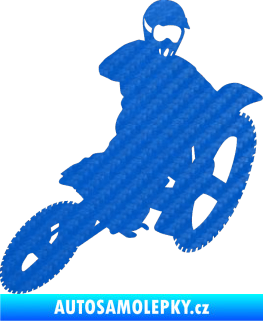 Samolepka Motorka 004 pravá motokros 3D karbon modrý