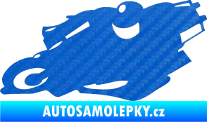Samolepka Motorka 007 levá silniční motorky 3D karbon modrý