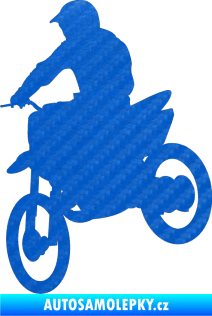 Samolepka Motorka 014 levá motokros 3D karbon modrý