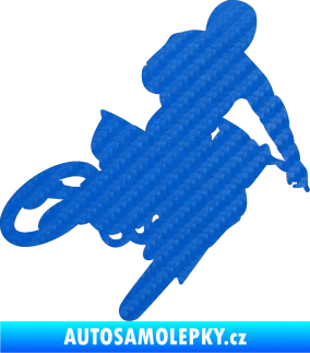 Samolepka Motorka 025 pravá motokros 3D karbon modrý