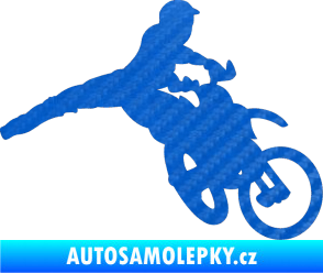 Samolepka Motorka 030 pravá motokros 3D karbon modrý