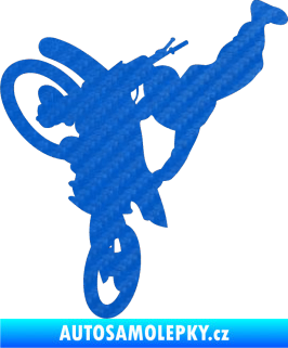 Samolepka Motorka 032 levá motokros freestyle 3D karbon modrý