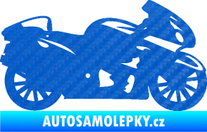 Samolepka Motorka 048 pravá silniční 3D karbon modrý
