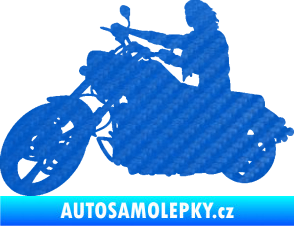 Samolepka Motorka 050 levá 3D karbon modrý