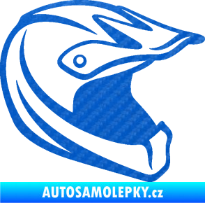 Samolepka Motorkářská helma 001 pravá 3D karbon modrý