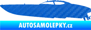 Samolepka Motorový člun 002 levá 3D karbon modrý