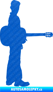 Samolepka Music 003 pravá hráč na kytaru 3D karbon modrý