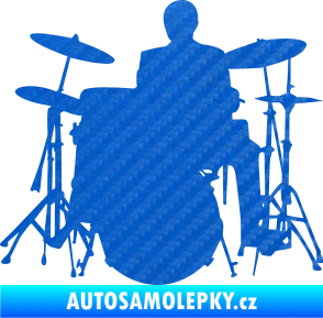Samolepka Music 009 levá hráč na bicí 3D karbon modrý