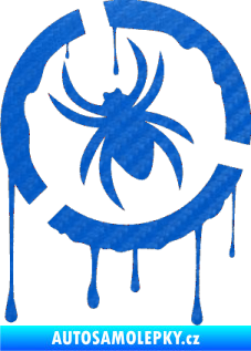 Samolepka Pavouk 001  levá 3D karbon modrý