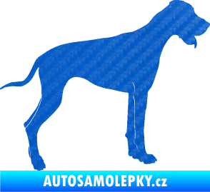 Samolepka Pes 086 pravá Doga 3D karbon modrý