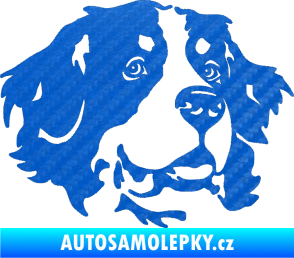 Samolepka Pes 131 pravá bernský salašnický pes 3D karbon modrý