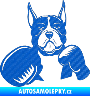 Samolepka Pes 183 levá boxer 3D karbon modrý