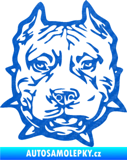 Samolepka Pitbull hlava 003 levá 3D karbon modrý