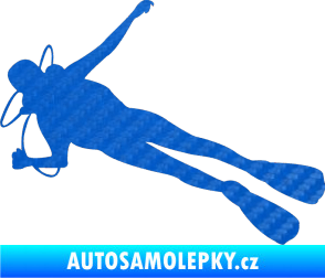 Samolepka Potápěč 004 levá 3D karbon modrý