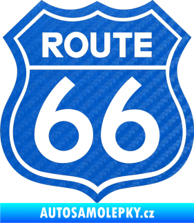 Samolepka Route 66 - jedna barva 3D karbon modrý