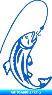 Samolepka Ryba s návnadou 003 pravá 3D karbon modrý