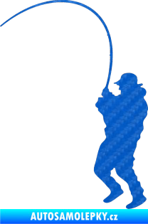 Samolepka Rybář 007 levá 3D karbon modrý