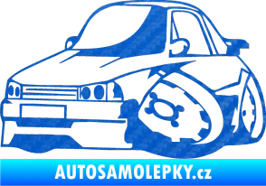 Samolepka Škoda 120 karikatura levá 3D karbon modrý