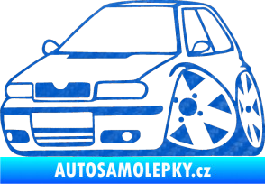 Samolepka Škoda Felicia karikatura levá 3D karbon modrý