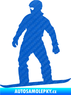 Samolepka Snowboard 024 levá 3D karbon modrý