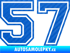 Samolepka Startovní číslo 57 typ 4 3D karbon modrý